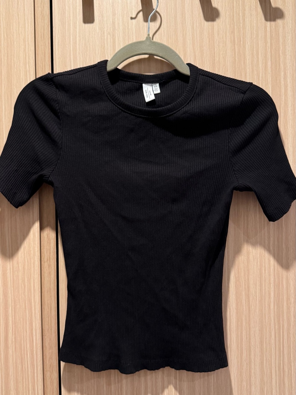 & Other Stories Black Ribbed Crewneck Short Sleeve Tee